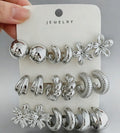 9 Pieces Silver Hoops and Studs
